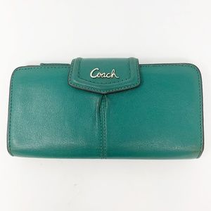 Coach Ashley Leather Bifold Clutch Wallet Aegean